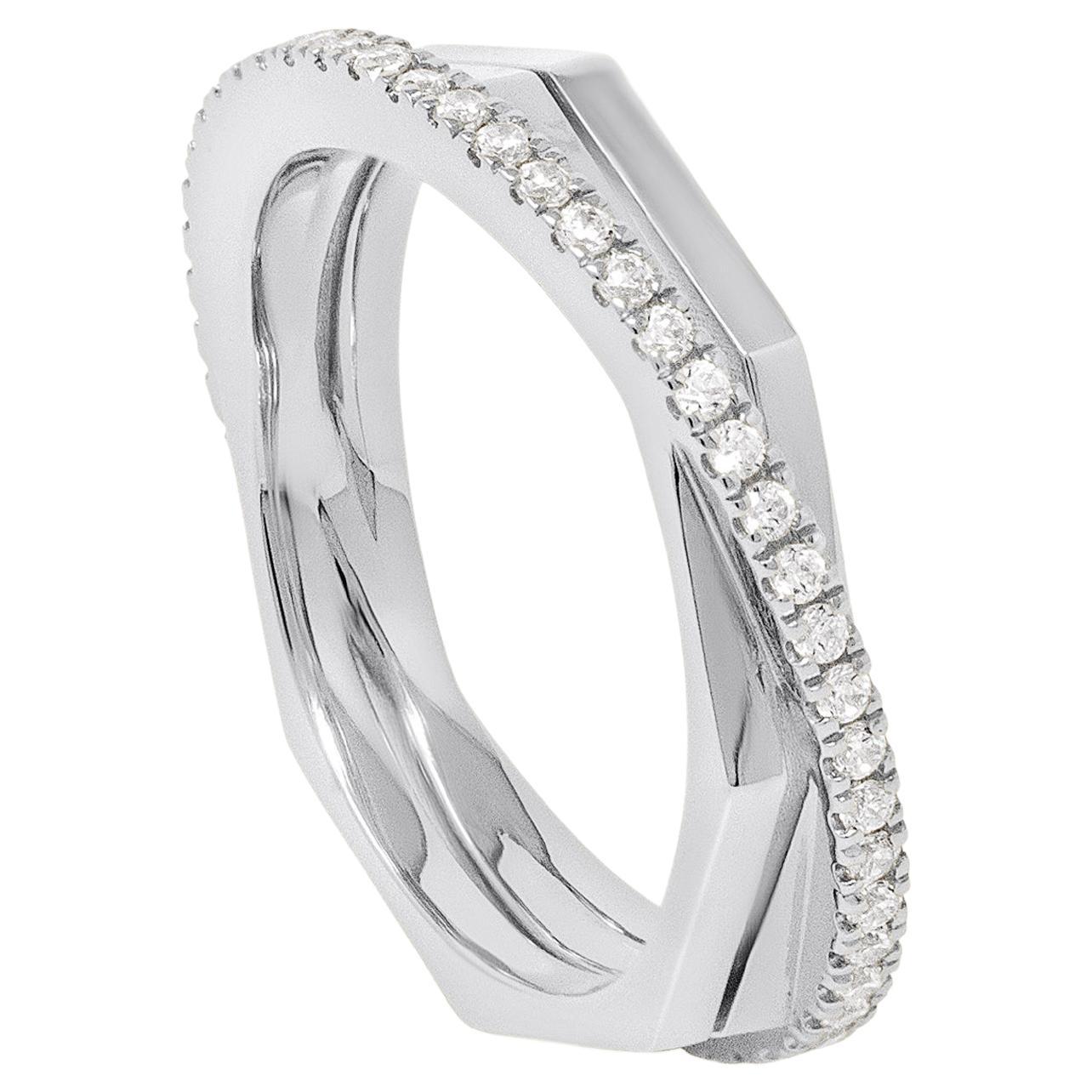 For Sale:  0.51 Carat Round Brilliant Cut White Diamonds Pave 18K White Gold Halo Ring