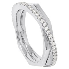 Bague halo en or blanc 18 carats avec diamants blancs taille ronde brillants pavés de 0,51 carat