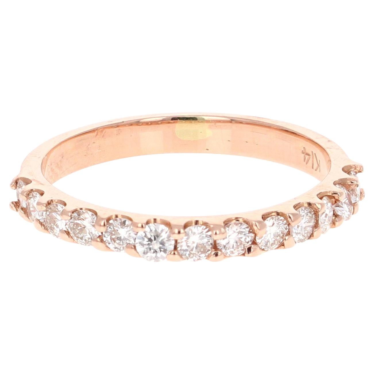 Fascia di diamanti taglio rotondo da 0,51 carati in oro rosa 14 carati