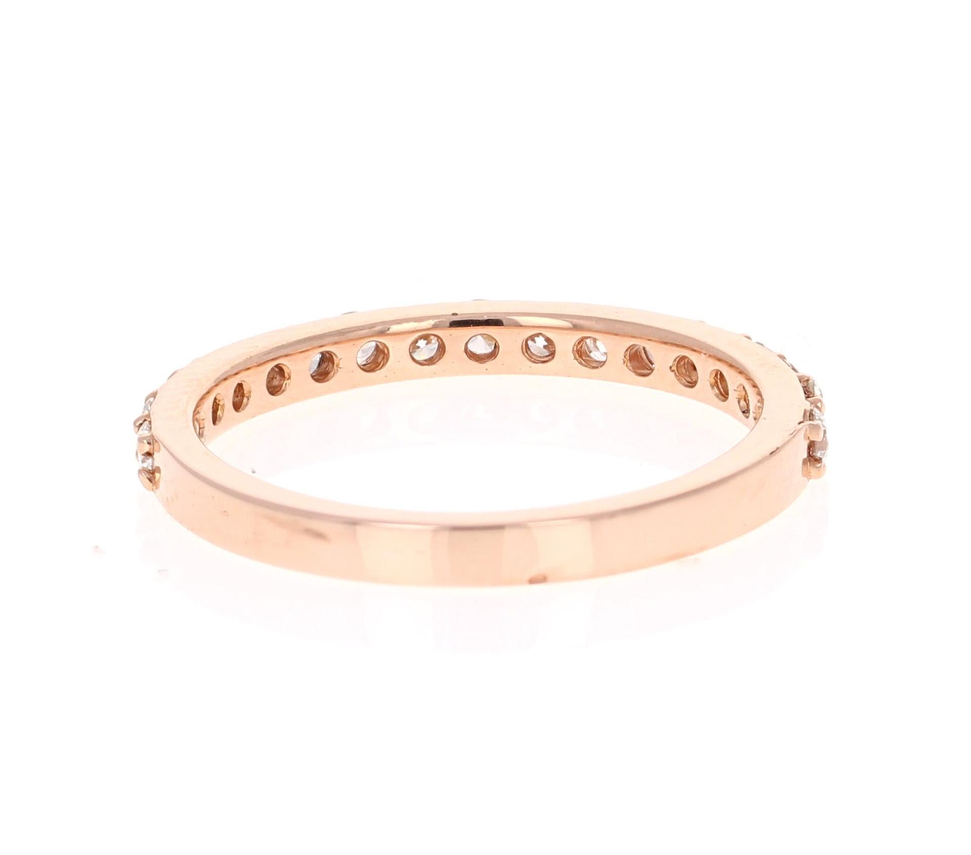 0.51 Carat Round Cut Diamond Band 18 Karat Rose Gold In New Condition In Los Angeles, CA