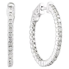 0.51 Carat Round Cut Diamond Hoop Earrings in 14k White Gold