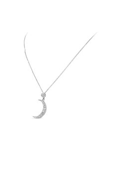Roman Malakov 0.51 Carat Total Round Cut Diamond Crescent Moon Pendant Necklace