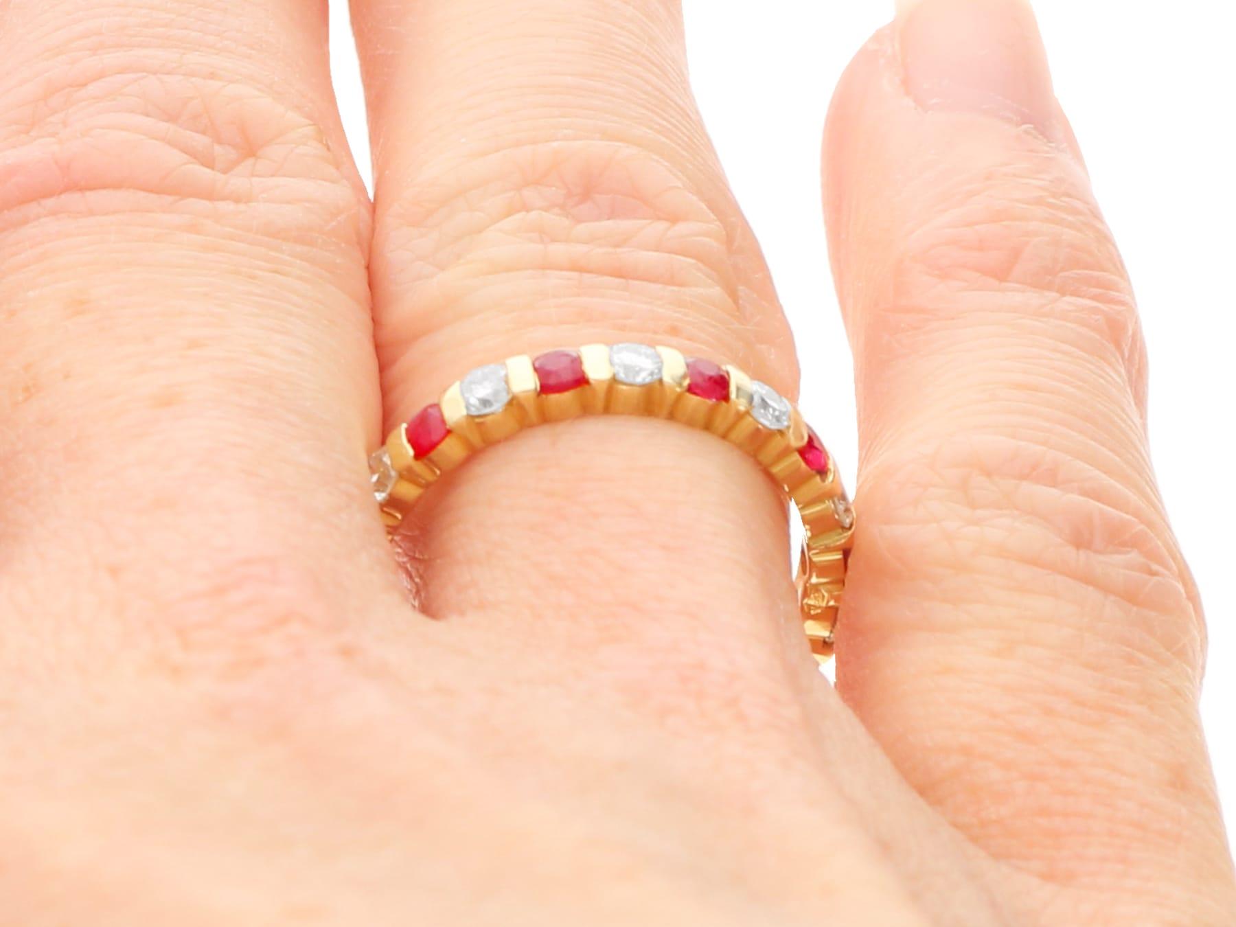 0.51 Carat Ruby and 0.39 Carat Diamond 18k Yellow Gold Eternity Ring Circa 1980 For Sale 6