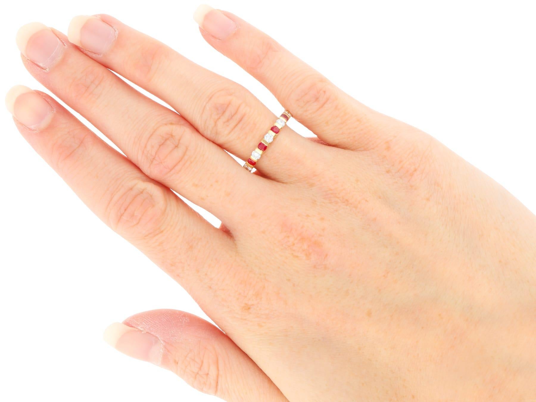 0.51 Carat Ruby and 0.39 Carat Diamond 18k Yellow Gold Eternity Ring Circa 1980 For Sale 4