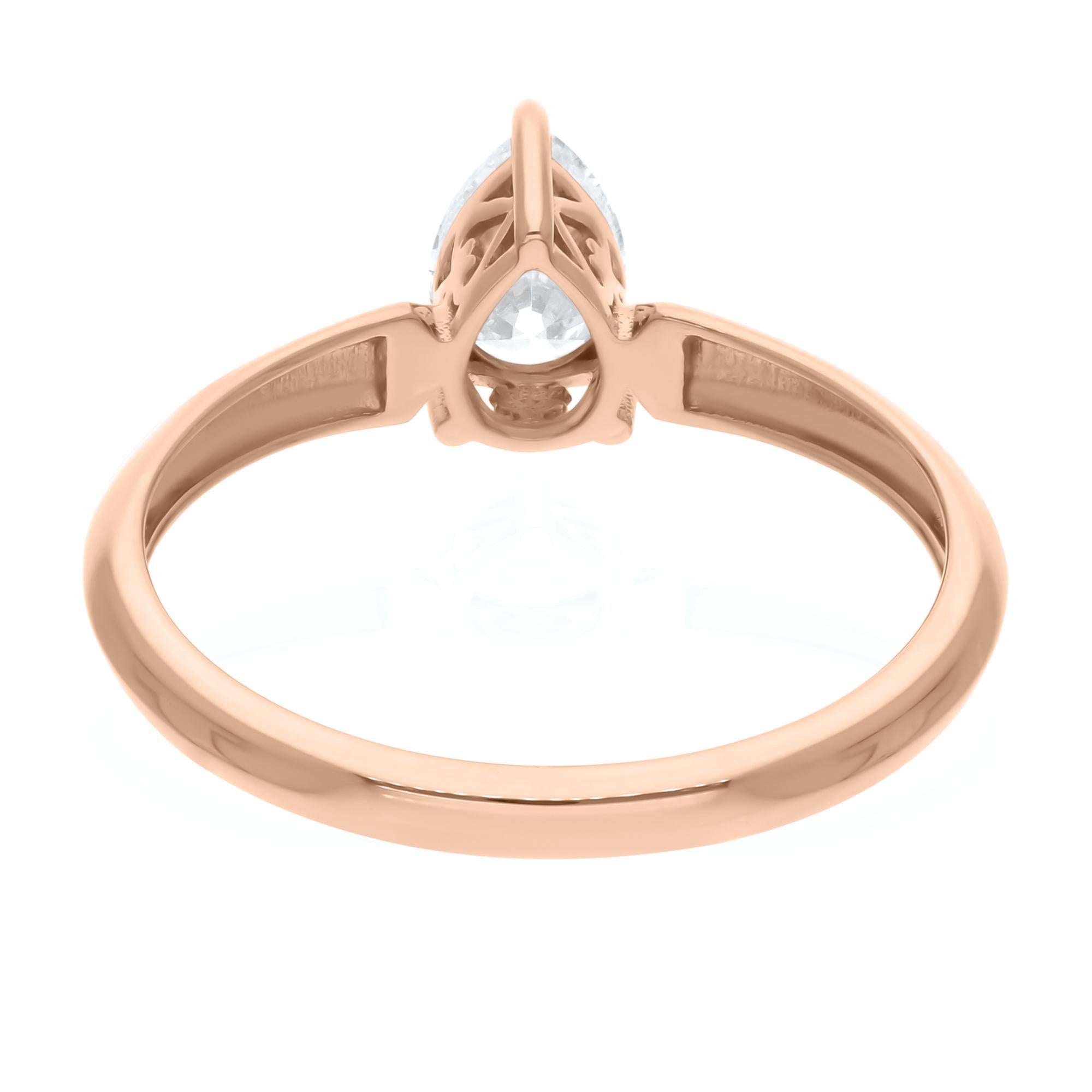 Pear Cut 0.51 Carat SI Clarity HI Color Pear Diamond Ring 18 Karat Rose Gold Fine Jewelry For Sale