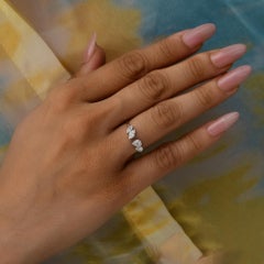 Bague en or blanc 18 carats sertie d'un diamant taille marquise en forme de poire de 0,51 carat, pureté SI, couleur HI