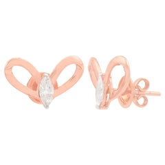 0.51 Carat SI/H Marquise Diamond Bow Stud Earrings 14 Karat Rose Gold