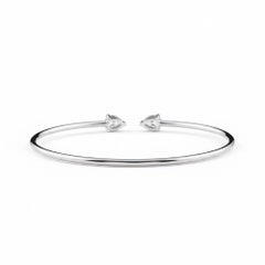 0.51 Carat SI/H Pear Diamond Cuff Bangle Bracelet 18 Karat White Gold Jewelry