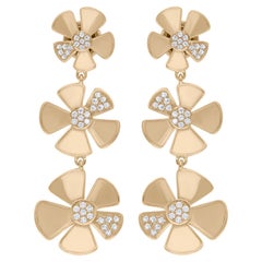 Pendientes colgantes de diamantes talla brillante redonda SI/H de 0,51 quilates y oro blanco de 14 quilates