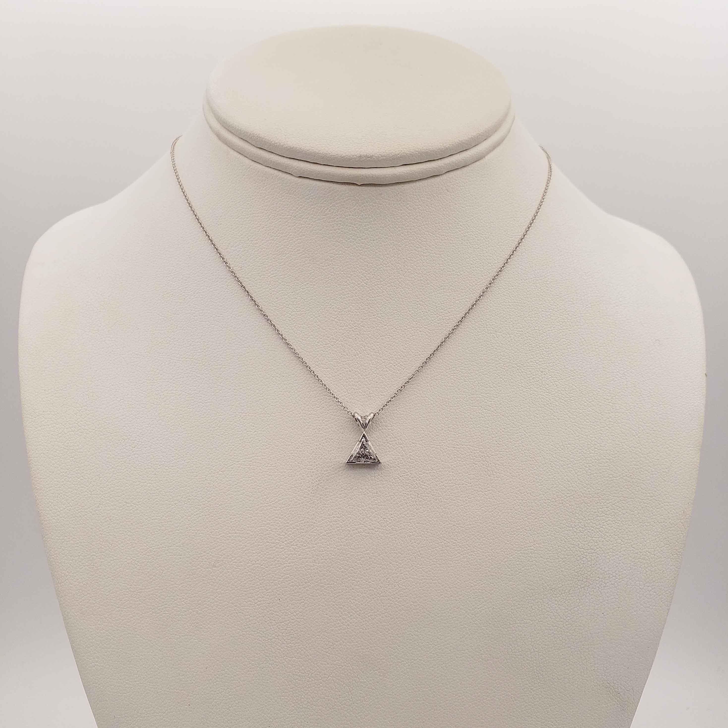 Contemporary Roman Malakov 0.51 Carats Trillion Cut Diamond Solitaire Pendant Necklace For Sale