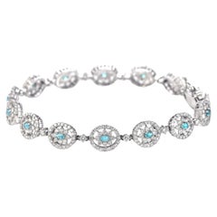 0.51 Carats Brazilian Paraiba Tourmaline and Diamond Bracelet Made in Platinum