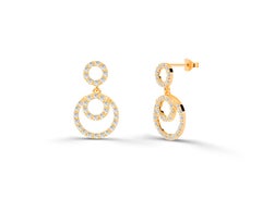 0.51ct Diamond Circle Studs Earrings in 14k Gold