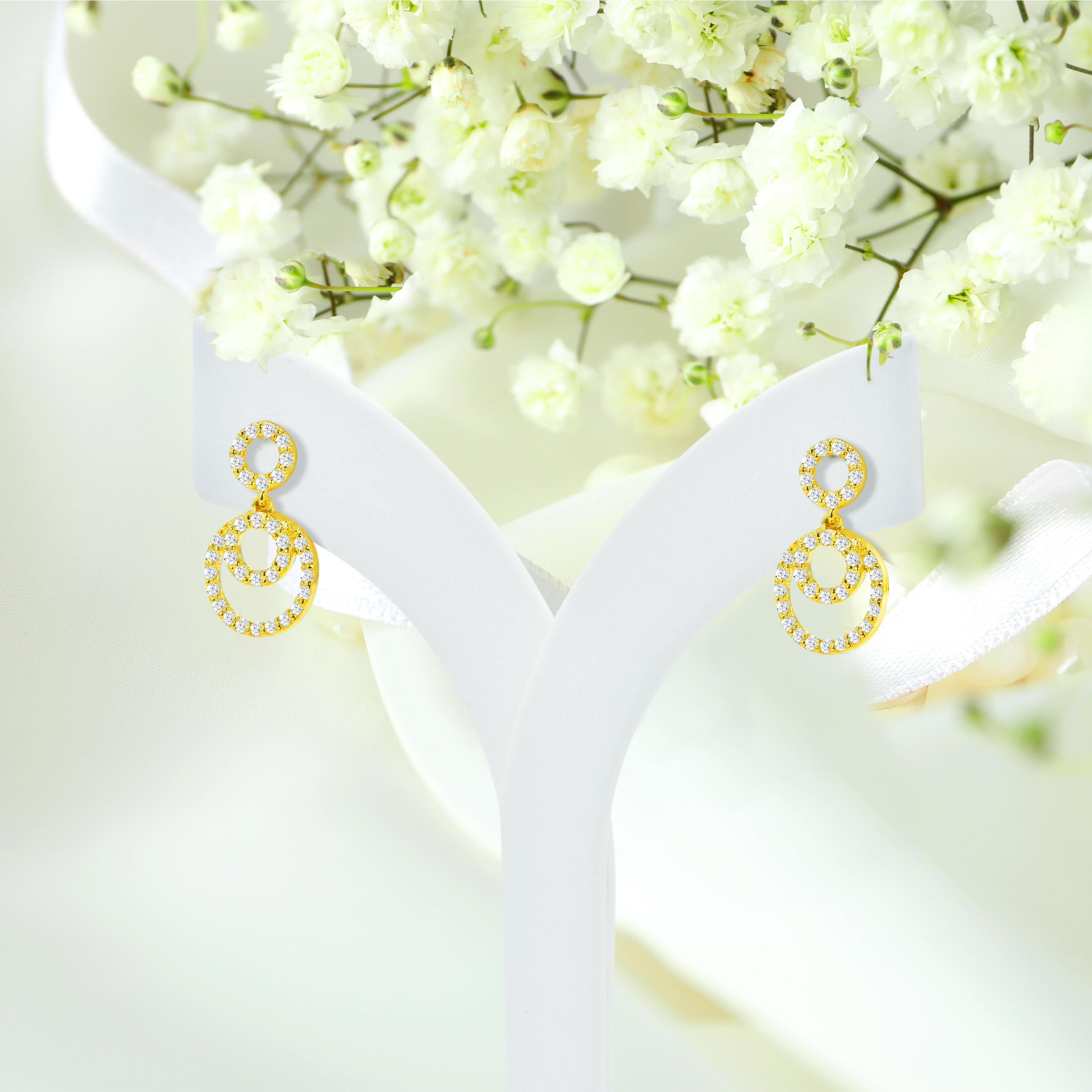 Women's or Men's 0.51ct Diamond Circle Studs Earrings in 14k Gold For Sale