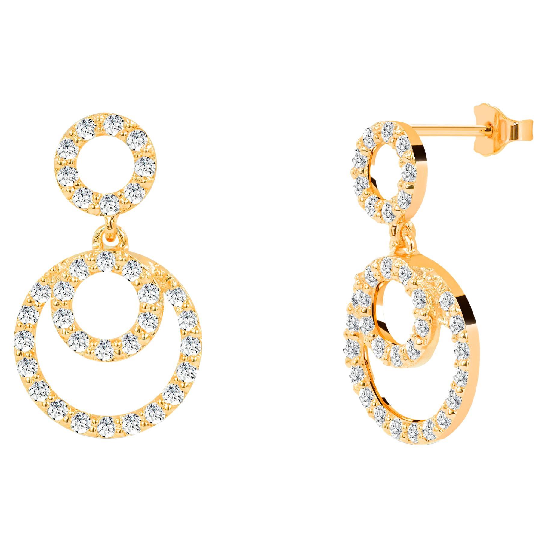 0.51ct Diamond Circle Studs Earrings in 14k Gold For Sale
