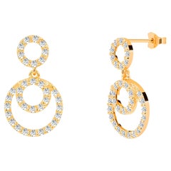 0.51ct Diamond Circle Studs Earrings in 14k Gold