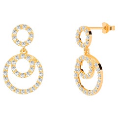 0.51ct Diamond Circle Studs Earrings in 18k Gold