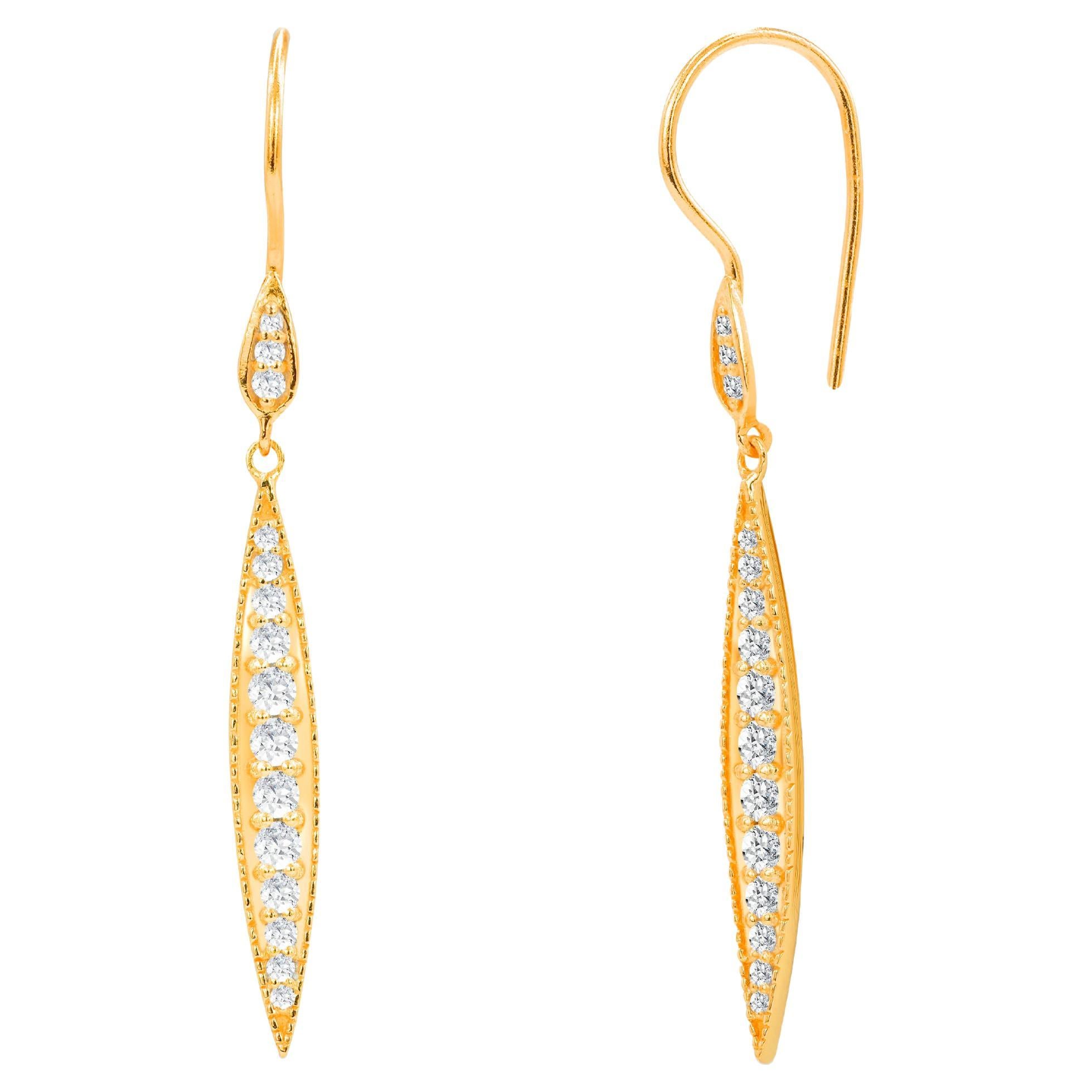0.51ct Diamond Dangle Earrings in 14k Gold For Sale