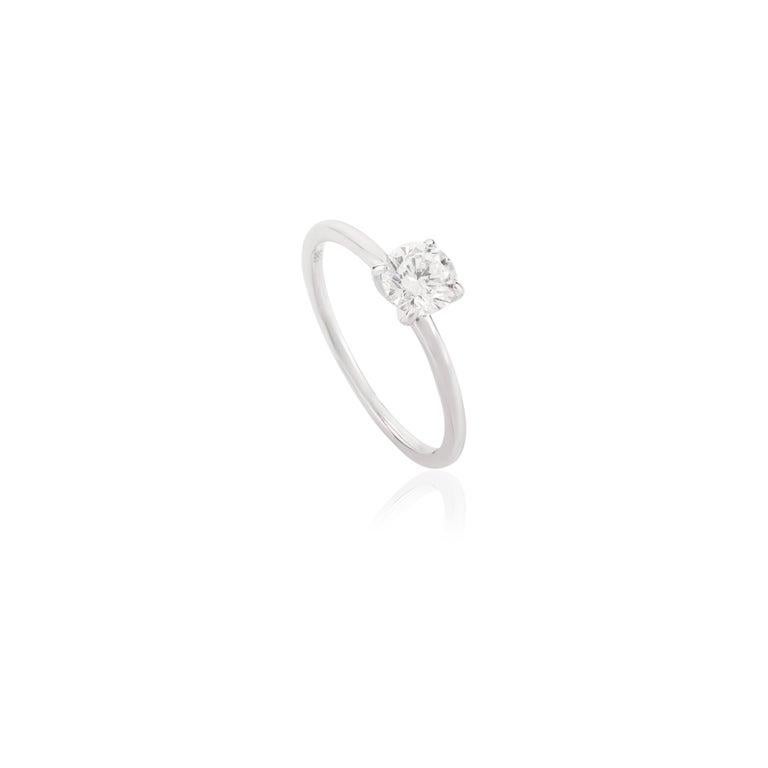 For Sale:  0.51 ct Moissanite Round Solitaire Ring in 14k Solid White Gold for Mom Gift 2
