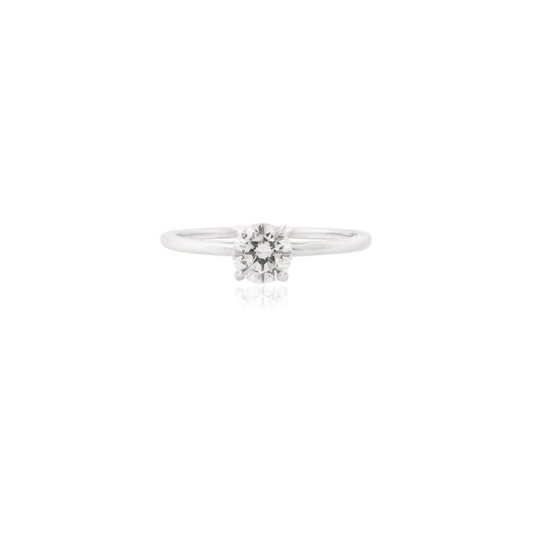 For Sale:  0.51 ct Moissanite Round Solitaire Ring in 14k Solid White Gold for Mom Gift 4