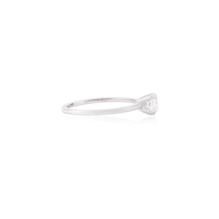 For Sale:  0.51 ct Moissanite Round Solitaire Ring in 14k Solid White Gold for Mom Gift 5
