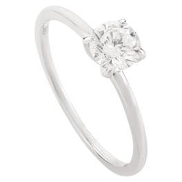 For Sale:  0.51 ct Moissanite Round Solitaire Ring in 14k Solid White Gold for Mom Gift