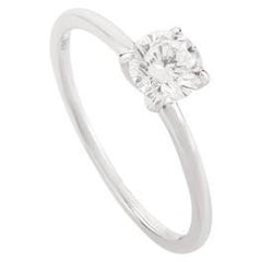 0.51 ct Moissanite Round Solitaire Ring in 14k Solid White Gold for Mom Gift