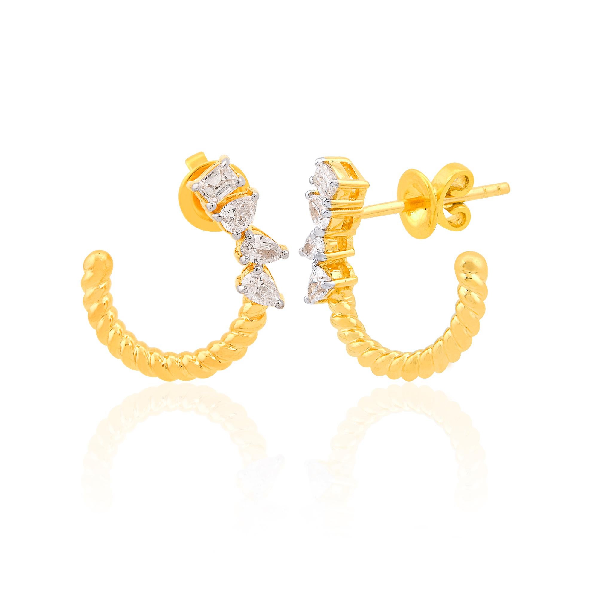 Item Code :- SEE-1951C
Gross Wt. :- 4.05 gm
18k Solid Yellow Gold Wt. :- 3.95 gm
Natural Diamond Wt. :- 0.51 Ct. ( AVERAGE DIAMOND CLARITY SI1-SI2 & COLOR H-I )
Earrings Size :- 16 mm approx.

✦ Sizing
.....................
We can adjust most items