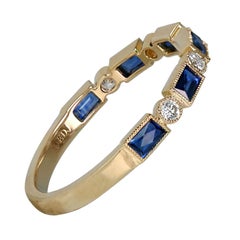 Fede nuziale con diamante e zaffiro (circa 0,10 carati) Diamante e zaffiro