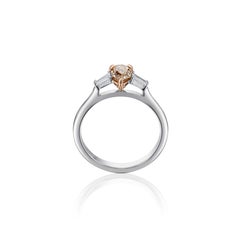 0.51ct, Champagne 3 Stone Diamond Engagement Ring