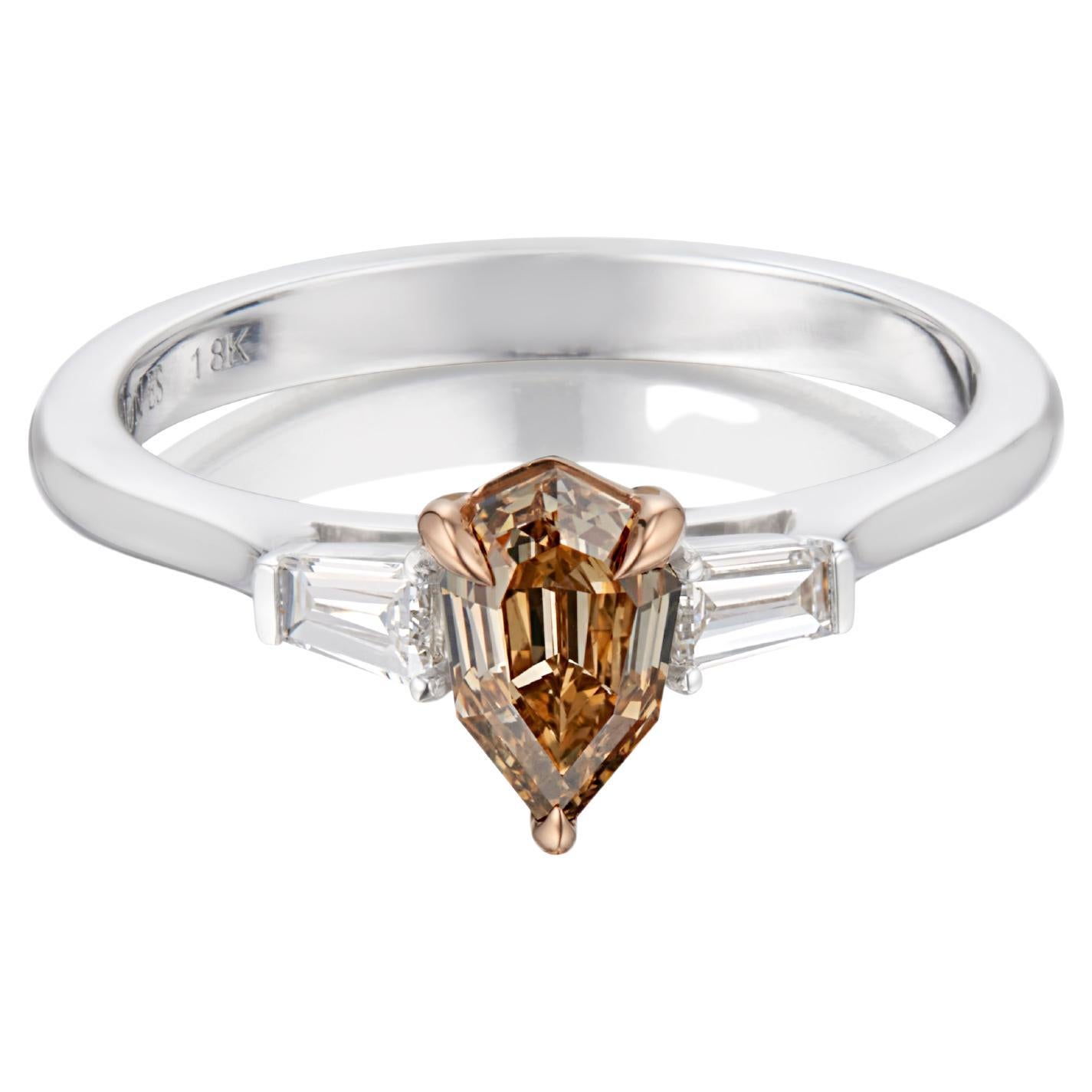 0.51ct, Champagne 3 Stone Diamond Engagement Ring