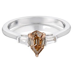 0.51ct, Champagne 3 Stone Diamond Engagement Ring