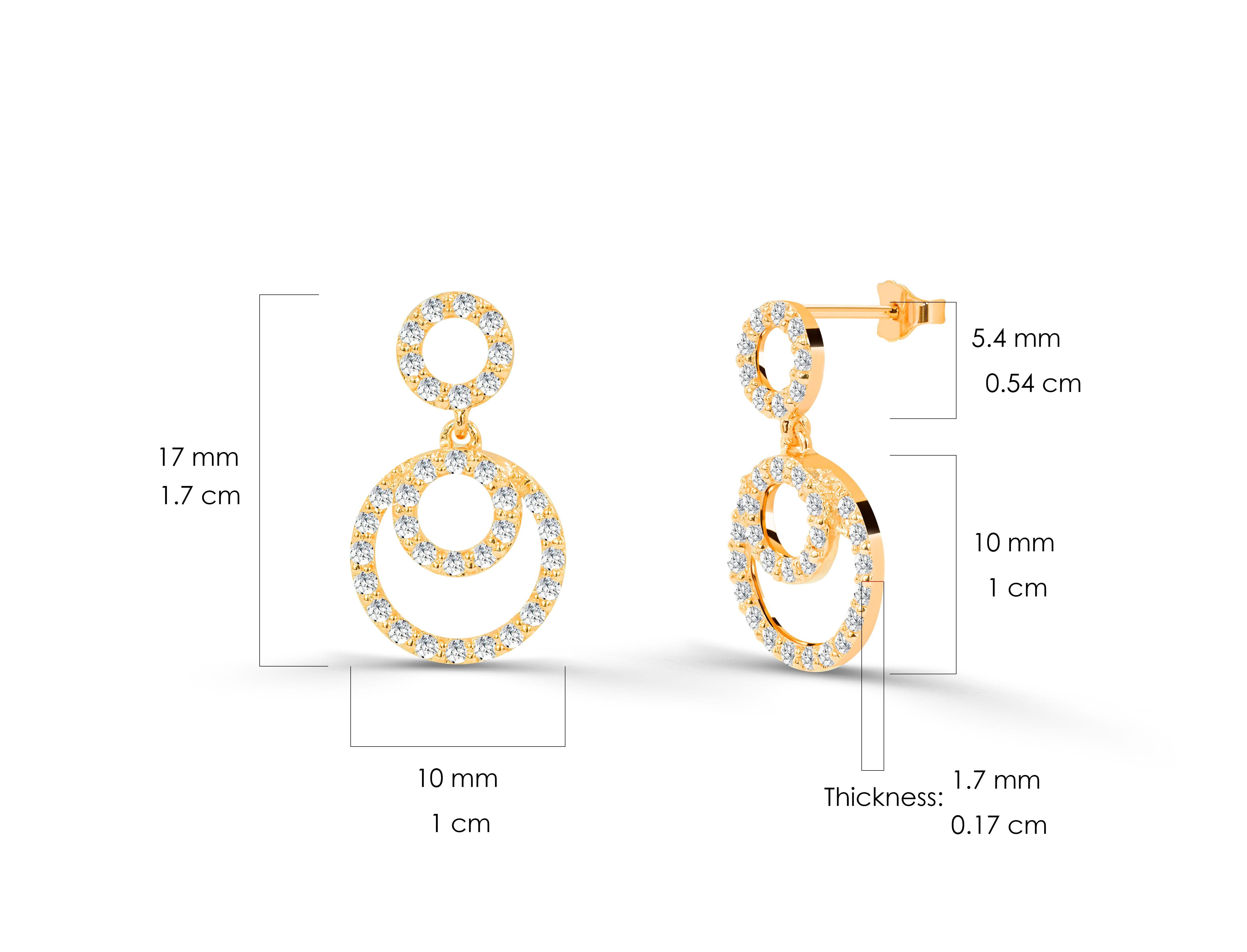 0.51ct Diamond Circle Studs Earrings in 14k Gold For Sale 2