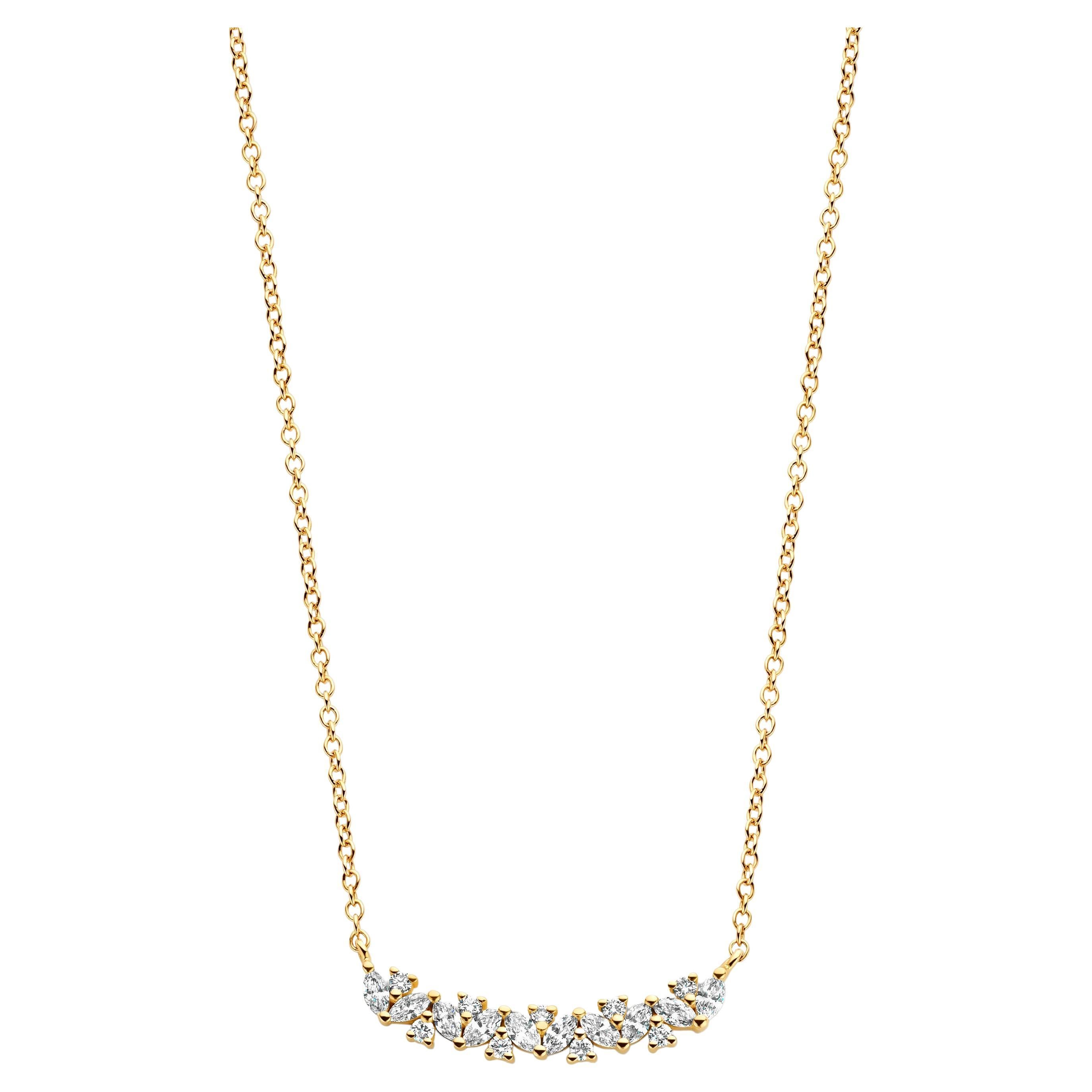 0.51 Carat Diamond Yellow Gold Necklace For Sale