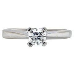 0.51ct Princess Diamond Solitaire Engagement Ring in 18k White Gold