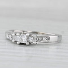 0.51ctw 3-Stone Diamond Engagement Ring 14k White Gold Size 8.5