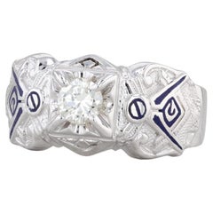 Signature maçonnique en or 10 carats avec diamants 0,51 carat, taille 11,25