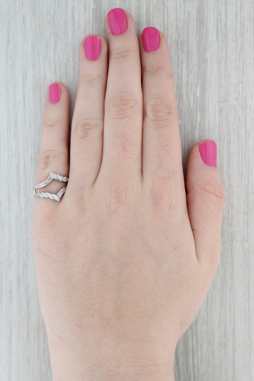 0.51ctw Anillo Diamante Guarda Envoltura Oro Blanco 14k Talla 6.5 Boda Nupcial en venta 3