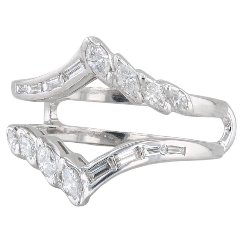 0.51ctw Diamond Ring Guard Jacket Wrap 14k White Gold Size 6.5 Wedding Bridal For Sale