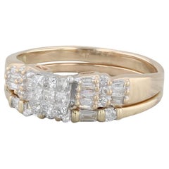 0.51ctw Engagement Ring Wedding Band Bridal Set 14k Yellow Gold Size 8.75