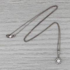 0.51ctw IGI Diamond Halo Pendant Necklace 14k White Gold Wheat Chain