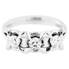 0.52 Carat Diamond Trilogy set in 18Kt White Gold Renaissance Engagement Ring