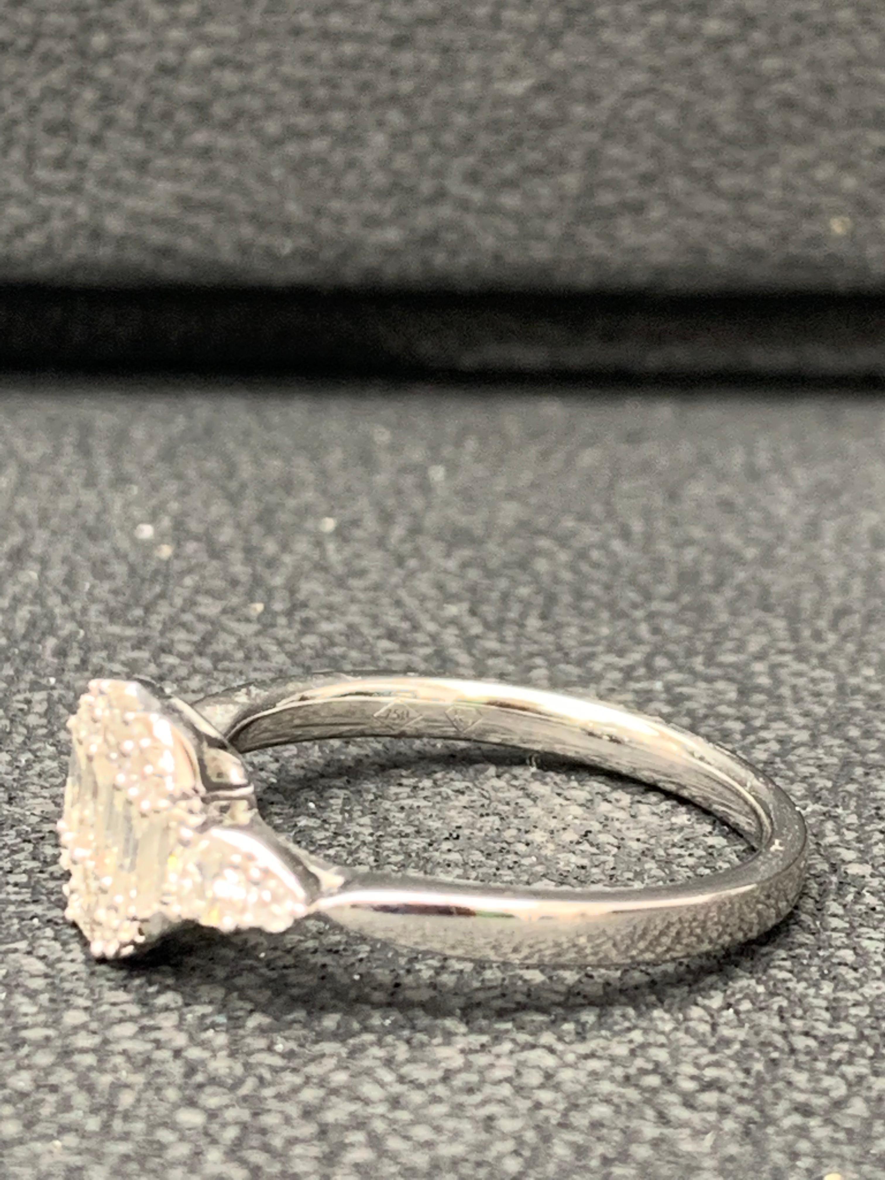 0.52 Carat Baguette and Round Diamond Engagement Ring in 18K White Gold For Sale 3