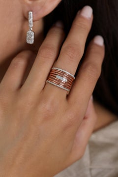 Spectrum Jewels SI/H Natural Baguette Diamond Wide 14 Karat Rose Gold Band Ring