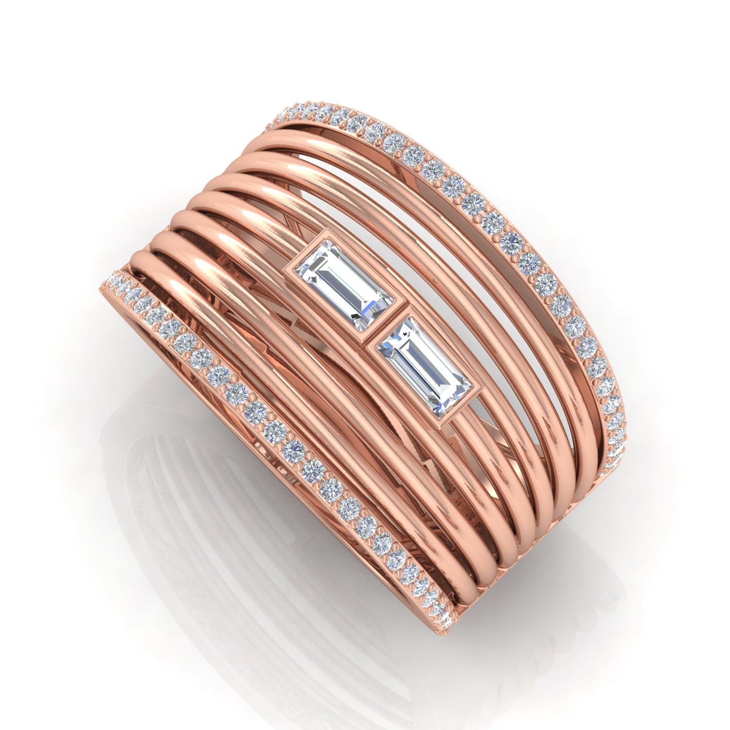 For Sale:  0.52 Carat Baguette Diamond Multi Layer Band Ring 14 Karat Rose Gold Jewelry 5