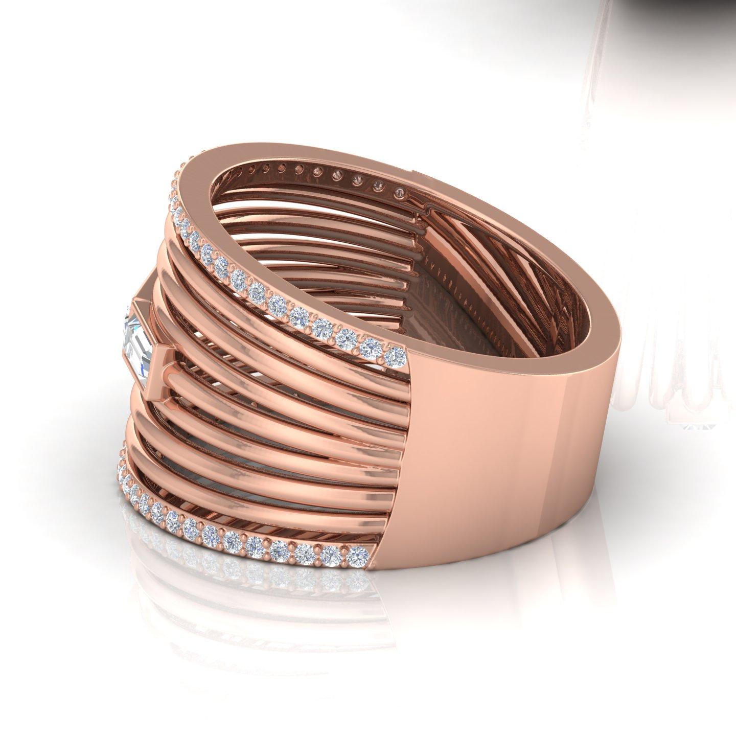 For Sale:  0.52 Carat Baguette Diamond Multi Layer Band Ring 14 Karat Rose Gold Jewelry 6