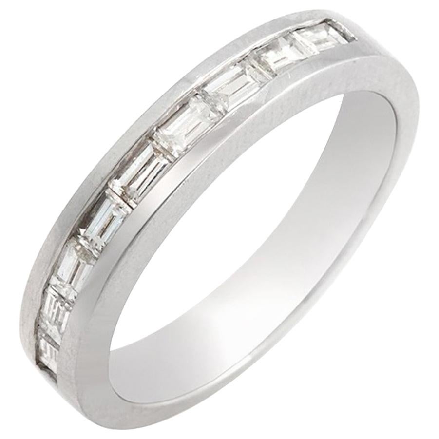 0.52 Carat Baguette Diamonds 18 Karat White Gold Wedding Band Ring