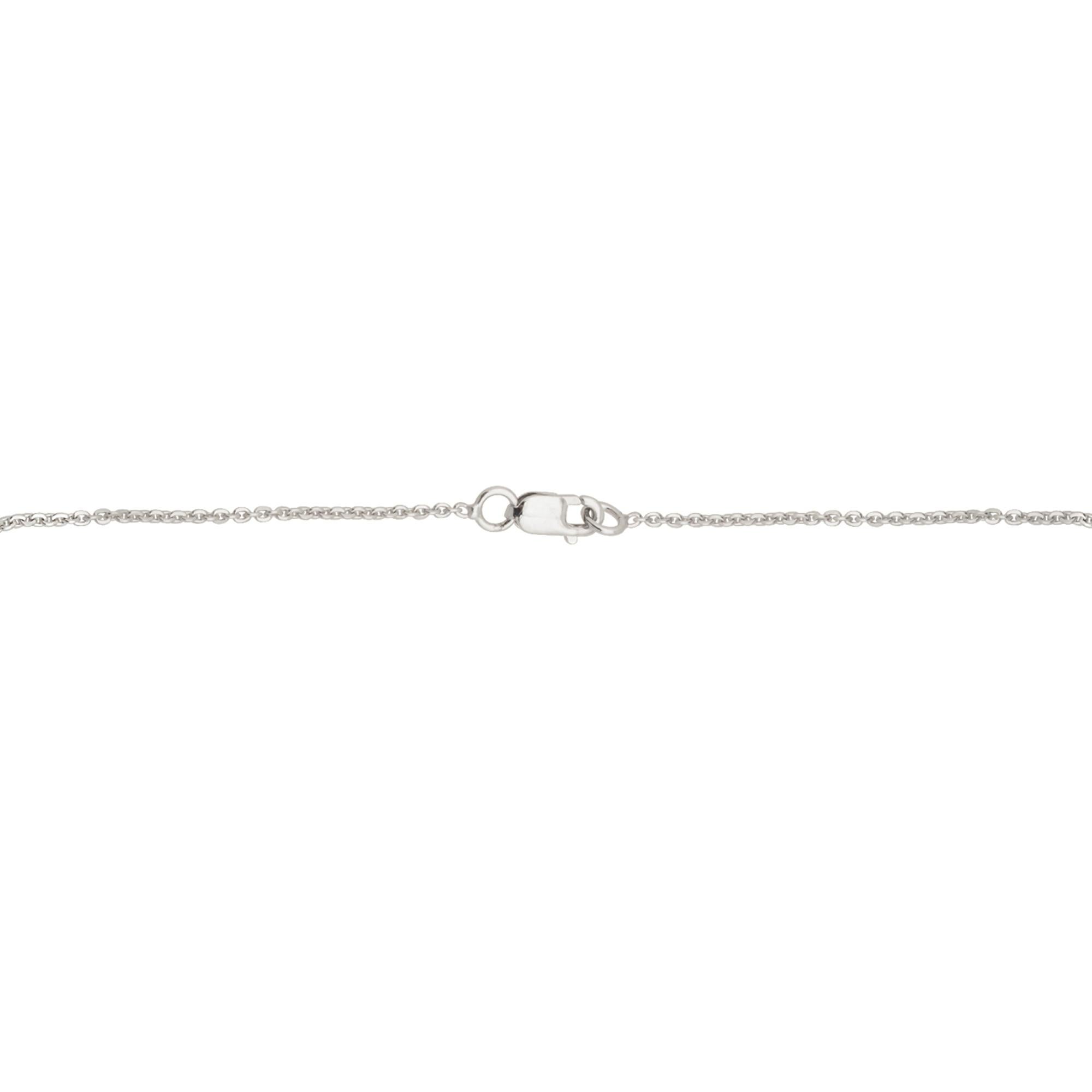 Women's 0.52 Carat Baguette Round Diamond Charm Necklace Solid 14k White Gold Jewelry For Sale