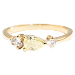 0.52 Carat Certified Yellow Pear Diamond Engagement Ring 18 Carat Yellow Gold