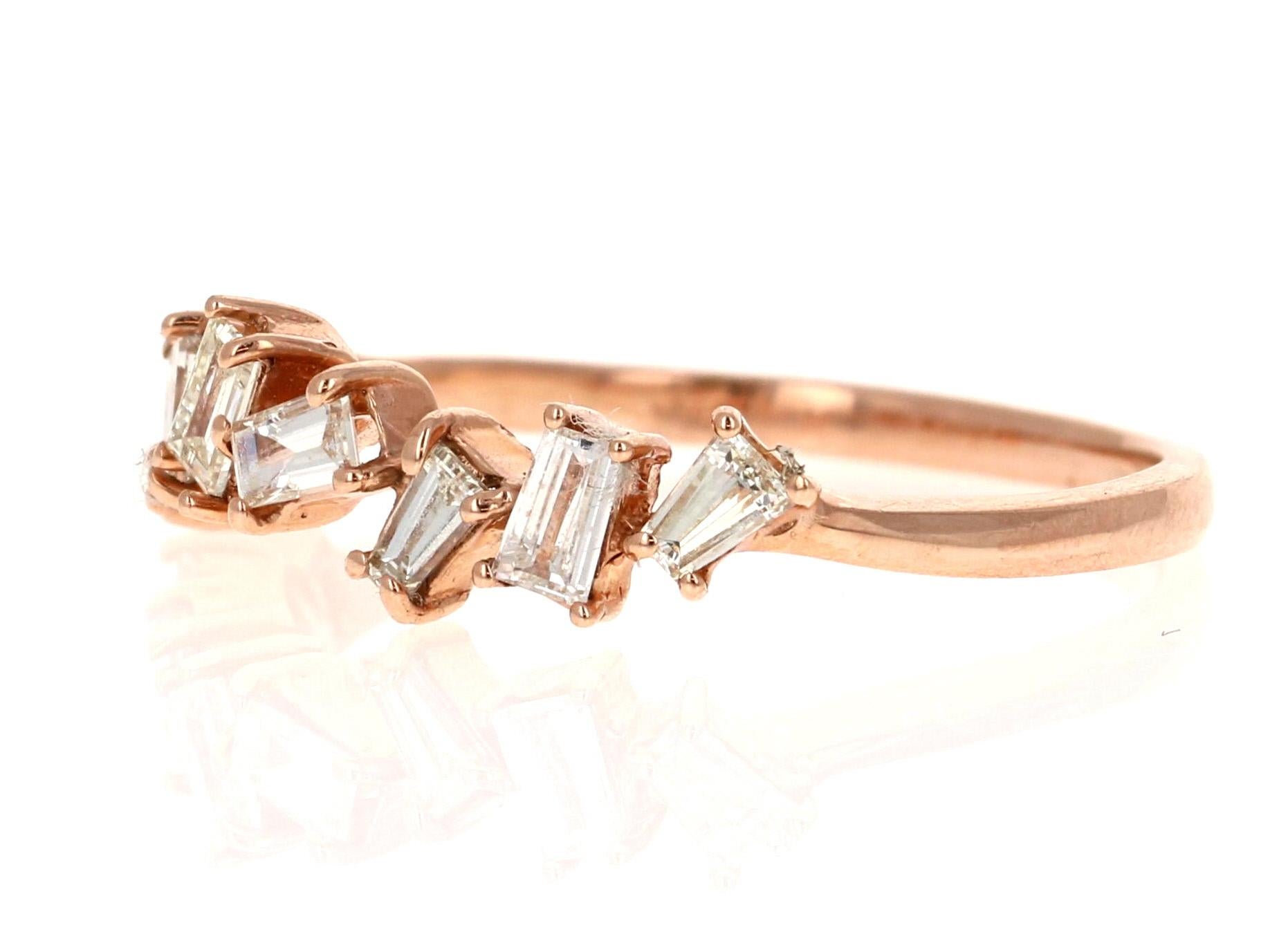 Women's 0.52 Carat Diamond 14 Karat Rose Gold Band For Sale