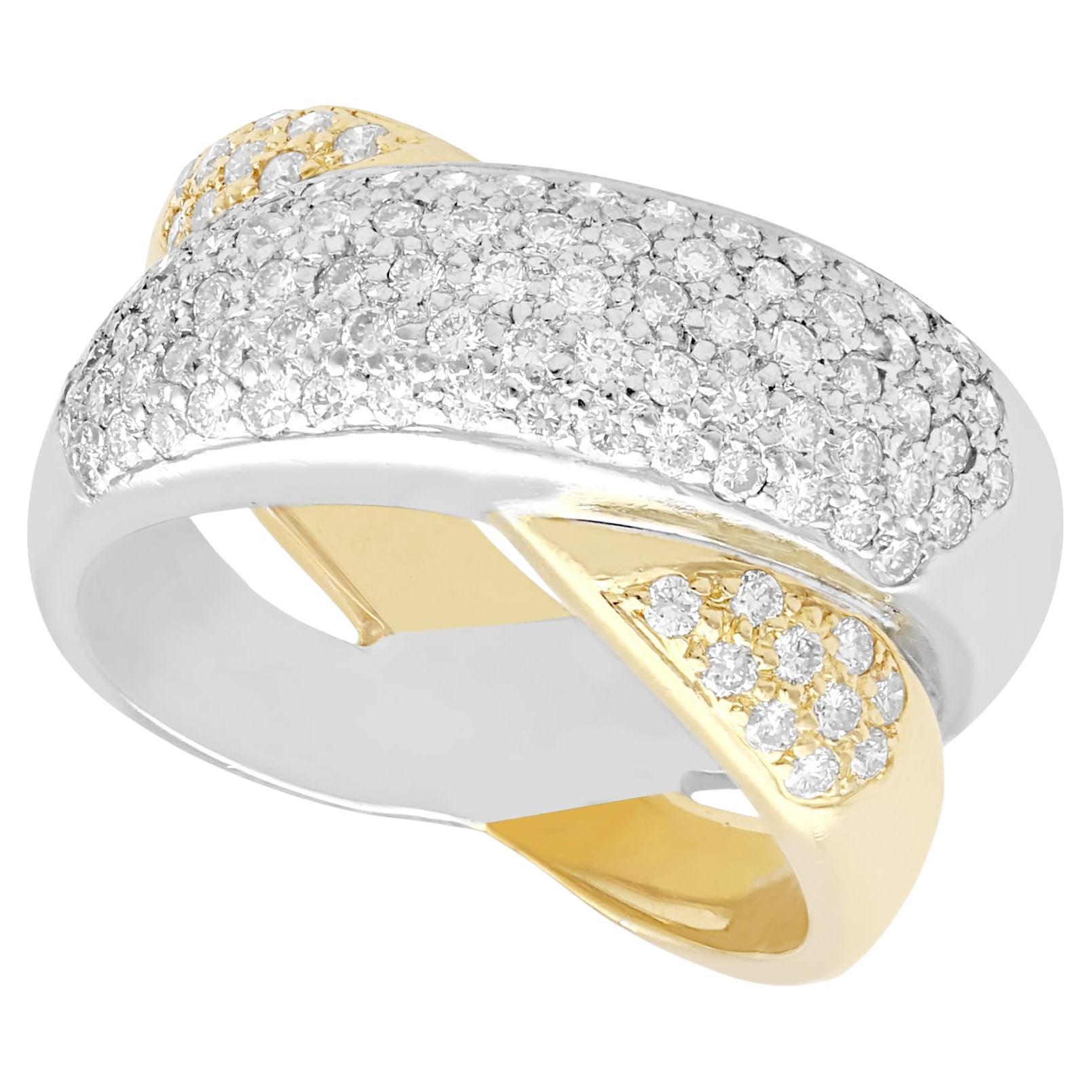 0.52 Carat Diamond 18k Yellow and White Gold Cocktail Ring For Sale